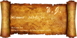 Wimmer Jolán névjegykártya