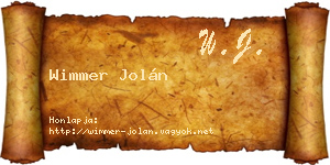 Wimmer Jolán névjegykártya